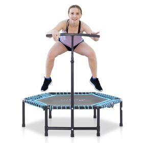 Soozier 4.5ft Exercise Trampoline, Portable & Foldable Fitness Trampoline with Adjustable T-Bar and Heavy-Duty Design, Blue