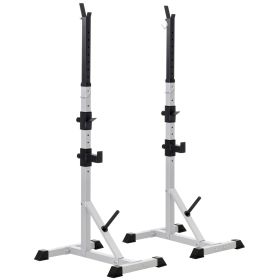 Soozier 2-Piece Pair Steel Height Adjustable Barbell stand, Home Gym Squat Rack and Bench Press, Home weightlifting equipment