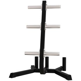 Soozier 2-Inch Weight Plate Rack with Barbell Bar Holders, Olympic Weight Tree, 660 lbs. Capacity, Black