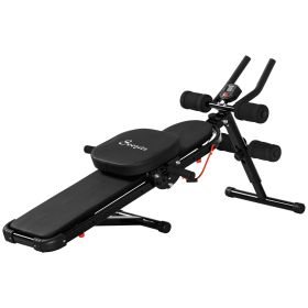 Soozier Foldable Ab Machine Workout Bench Abdominal Cruncher Resistance Bands