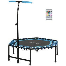Soozier 45" Rebounder Trampoline for Adults, Quiet Bungee Rebounder with LED Lights and Adjustable Handle, Blue