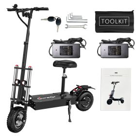 Electric Scooter With Seat, 6000W Power Dual Motor Top Speed 50MPH 60V 35Ah Battery 50 Miles Range, 11 Inch Off-Road Tires For Street Commuting A (Option: 60V 6000W)