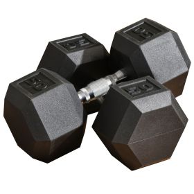 Soozier 2 x 50lbs Hex Dumbbell Set of 2, Rubber Weights Exercise Fitness Dumbbell with Non-Slip Handles, Anti-roll, for Women or Men Home Gym Wor (Color: as Pic)