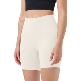 Women's High Waist Biker Shorts Tummy Control Pants Athletic Leggings Spandex Booty Shorts with 6.3In Inseam No Front Seam for Workout Yoga Runni (Color: Ivory, size: XL)
