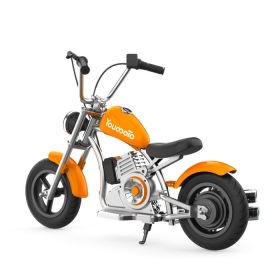 Kids Motorcycle 12Inch Electric Bike Small Size Chopper Bike For Kids, 24V Ride On Toy For Kids With LED Lights, Motorcycle Sound, 10mph & 150lb (Color: Orange)
